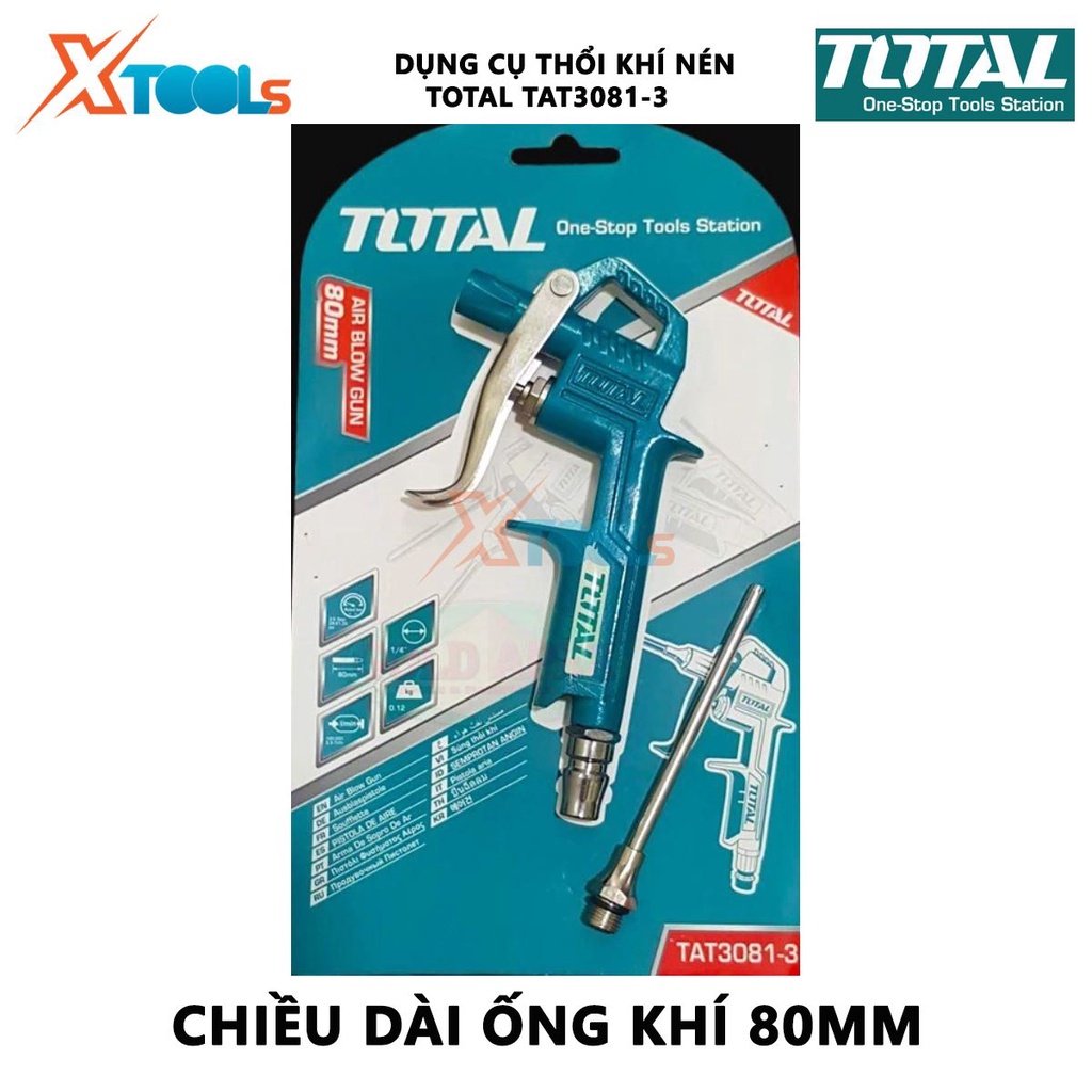 Dụng cụ thổi khí Total TAT3081-3 Súng xịt thổi khí Chiều dài ống phun 80mm Đầu nối kiểu Nitto phụ kiện của máy nén khí