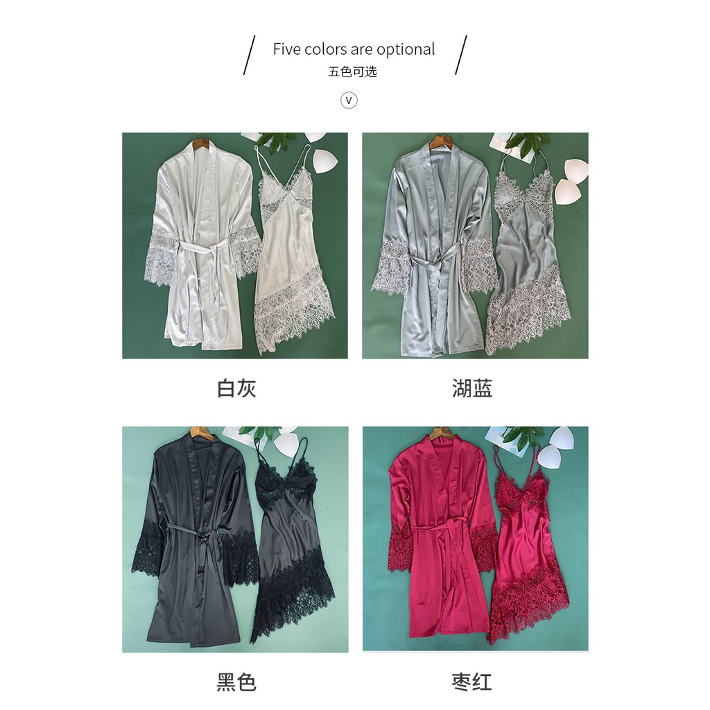 Đồ Lót Kimono Lụa 9011 Lụa 2 Trong 1 / Áo Choàng Ngủ | BigBuy360 - bigbuy360.vn