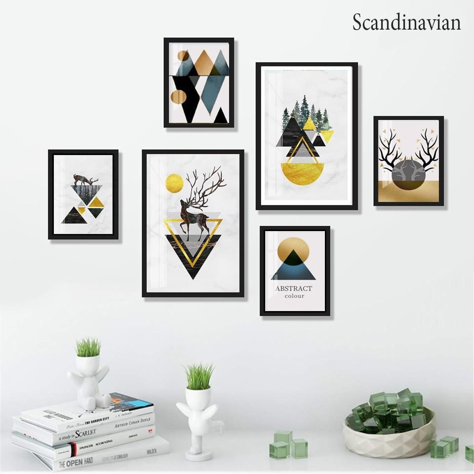 Bộ 06 tranh treo tường Bắc Âu Scandinavan trang trí phòng khách, phòng ngủ
