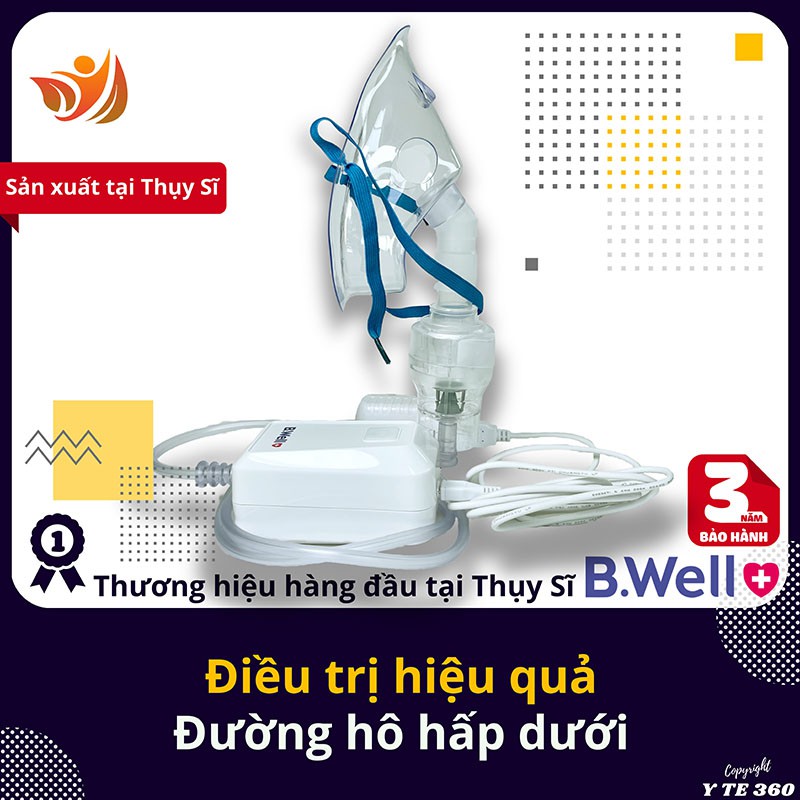 Máy khí dung xông mũi họng cầm tay cho bé và người lớn b.well med 120 - bwell y tế 360