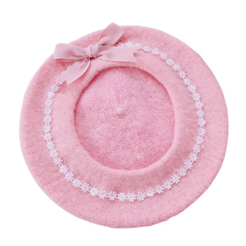 Mũ Nồi Đính Nơ Họa Tiết Hoa Cúc Phong Cách Lolita Nhật Bản Dễ Thương Cho Nữ