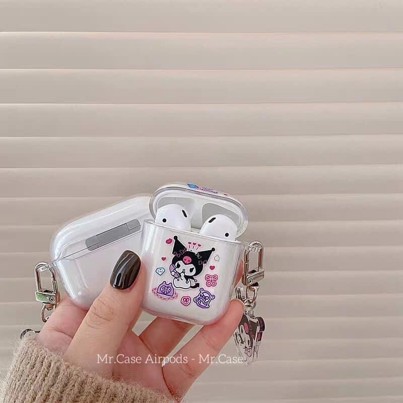Case Airpods 1/2 /Pro Vỏ Ốp Tai Nghe Hình Hoạt Hình Kuromi  Kèm Móc - Mr.Case AirPods