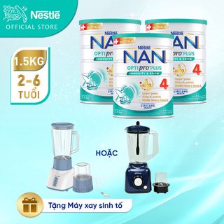  Bộ 3 Lon Sữa bột Nestlé NAN OPTIPRO PLUS 4 1500g/lon với 5HMO Giúp tiêu hóa tốt + Tăng đề kháng