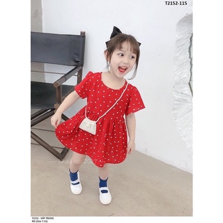 Váy đỏ phối tim nhí xoè bồng bé gái