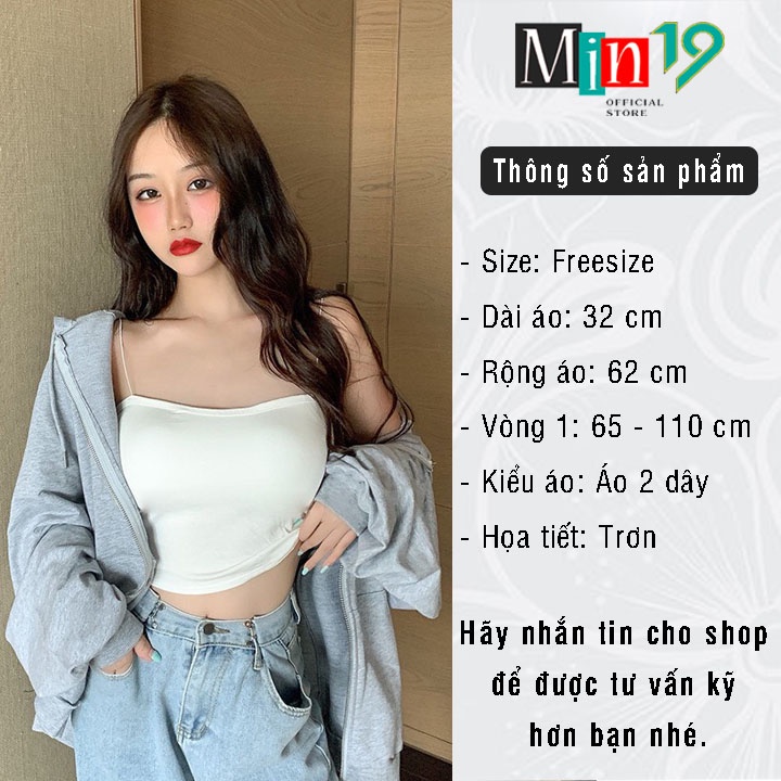 Áo Hai Dây Nữ Croptop Sợi Bún Hở Lưng Kiểu Ovesize Dáng Ôm Body Thể Thao 100% Cotton Màu Trắng Đen Thời Trang