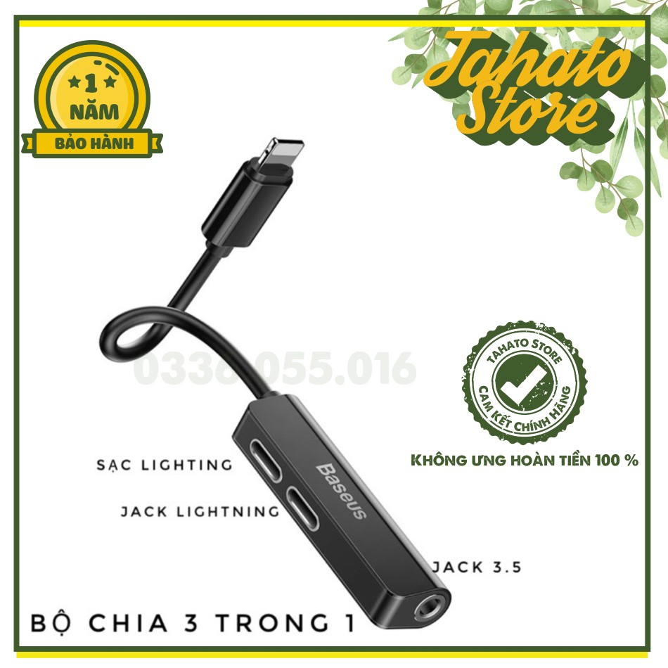 JACK CHUYỂN 3 in 1 BASEUS VỪA SẠC VỪA NGHE BẢO HÀNH CHÍNH HÃNG 6 THÁNG.