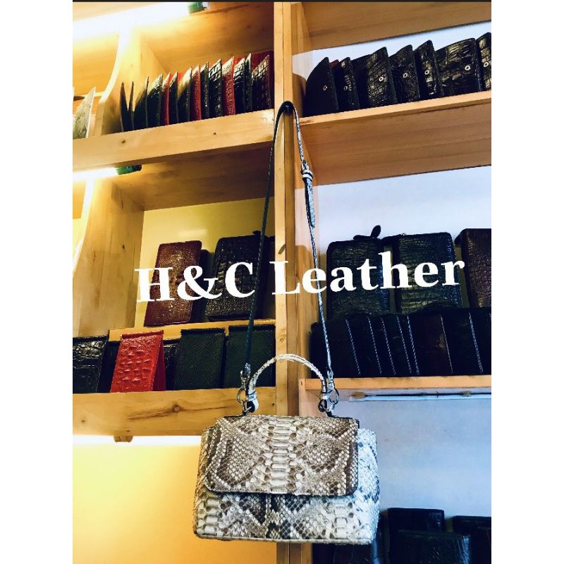 Túi xách 016B da trăn màu tự nhiên