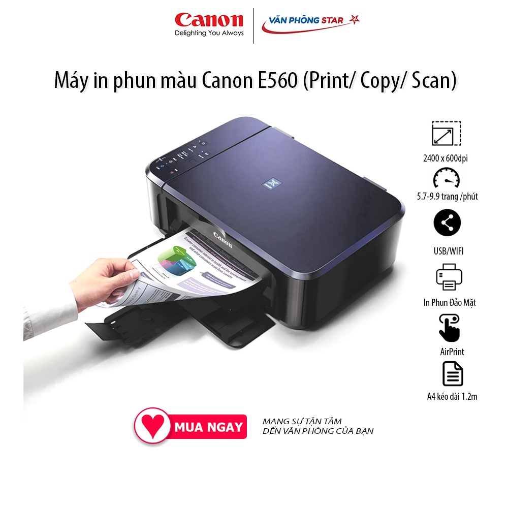 [Free ship] Máy in phun màu Canon E560 (Print/ Copy/ Scan): Copy - In - Scan - Duplex - Wifi tại Vanphongstar