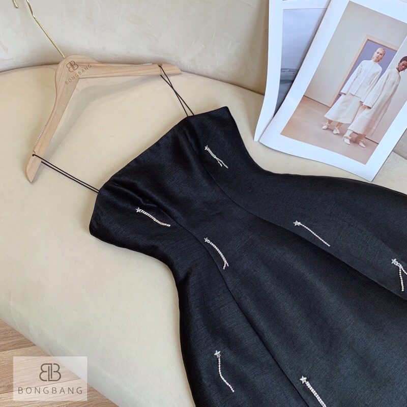 Đầm suông 2 dây kết chuỗi đá