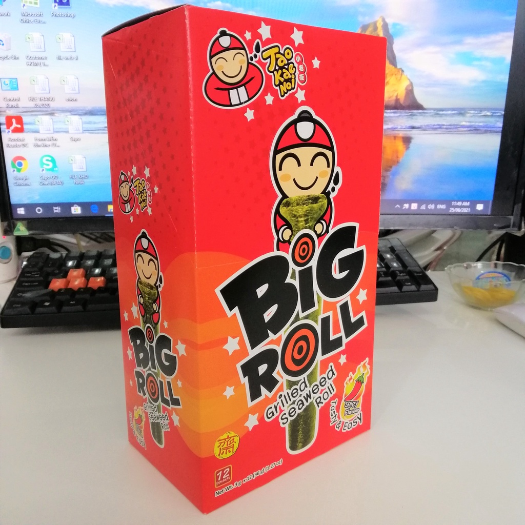 Snack Rong Biển Nướng Giòn Cậu Chủ TaoKaeNoi Big Roll Vị Cay (Hộp 12 gói-đỏ)