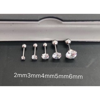 Khuyên tai nụ đá chân vặn đá tròn đủ size