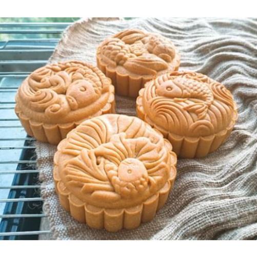 Khuôn nhấn trung thu lò xo 4 mặt cá chép Festival 50g đẹp mắt