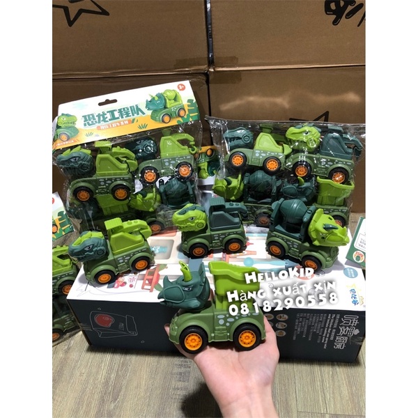 Set 4 ô tô đồ chơi khủng long cho bé