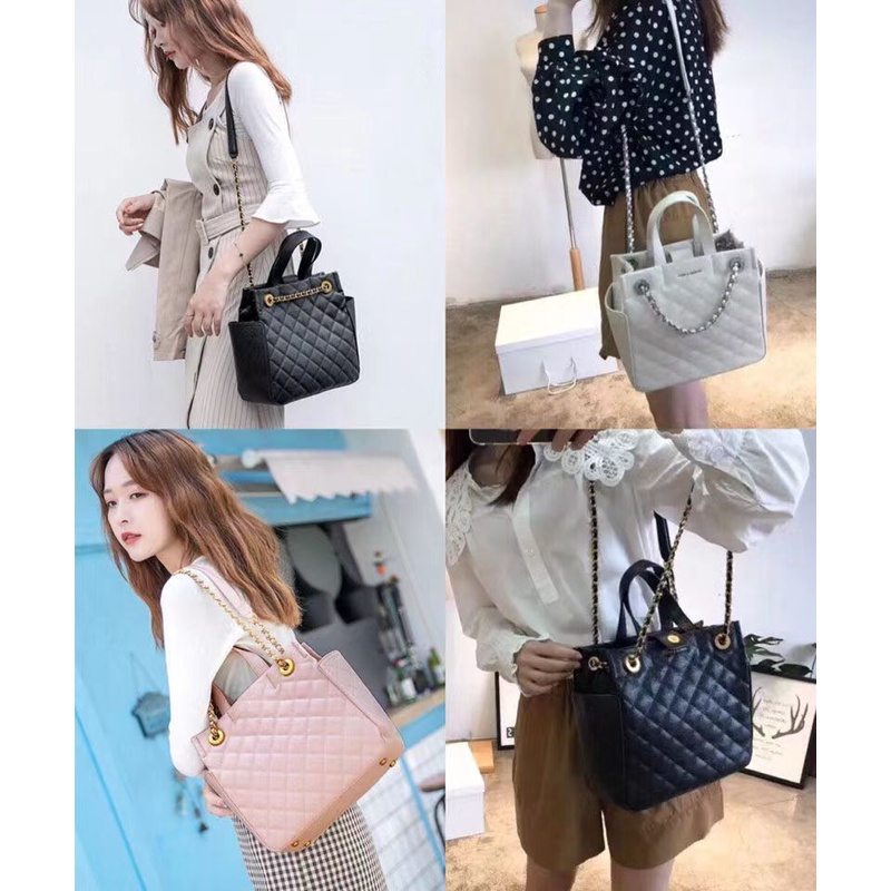 Túi Xách Charles & keith Đeo Chéo Vai Thêu Họa Tiết Kim Cương Sức Chứa Lớn Thời Trang 2022 Cho Nữ