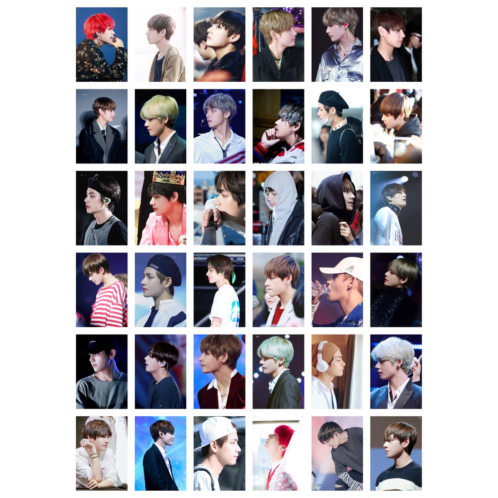 Lomo card 54 ảnh thành viên BTS V Kim Taehyung bộ ảnh tổng hợp góc nghiêng