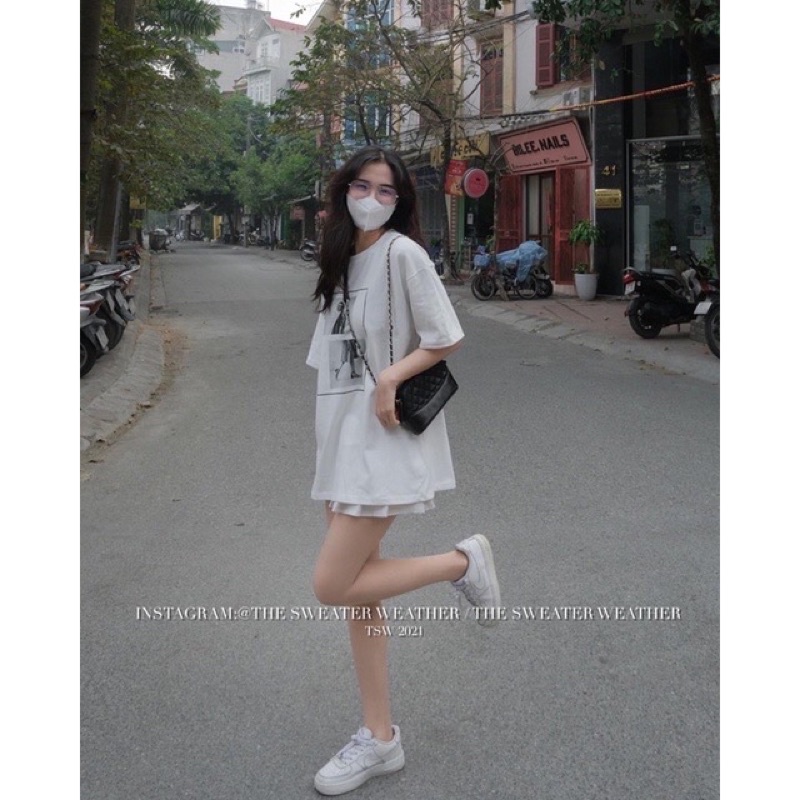 [Ảnh thật/hàng QC] Áo thun cotton khô hình cô gái hàng QC dày dặn
