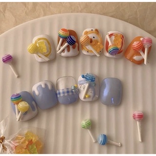 Set 20viên charm nail hình kẹo cầu vòng mix 2 size