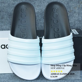 Dép Adidas Sample 06/2019 màu đen trắng quai 3D trắng