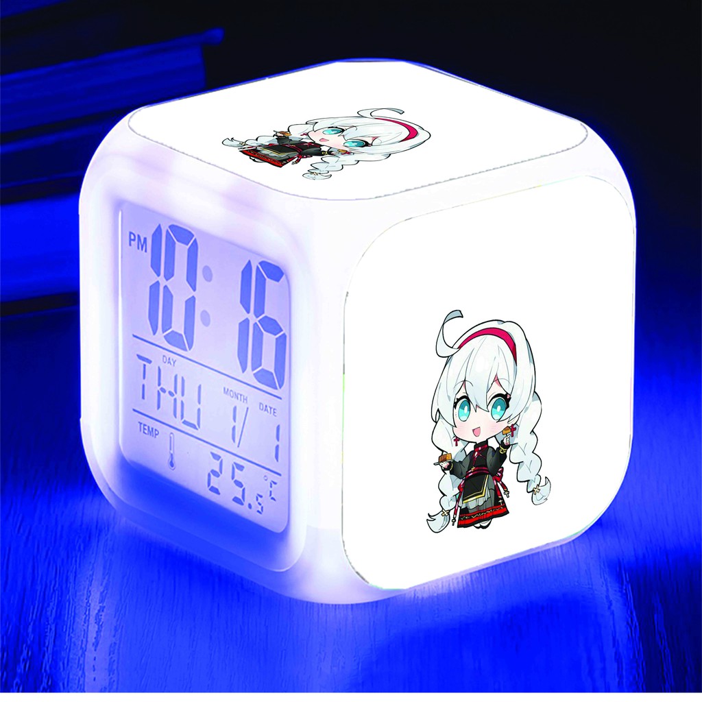 Đồng hồ báo thức để bàn in hình HONKAI IMPACT game anime chibi LED đổi màu