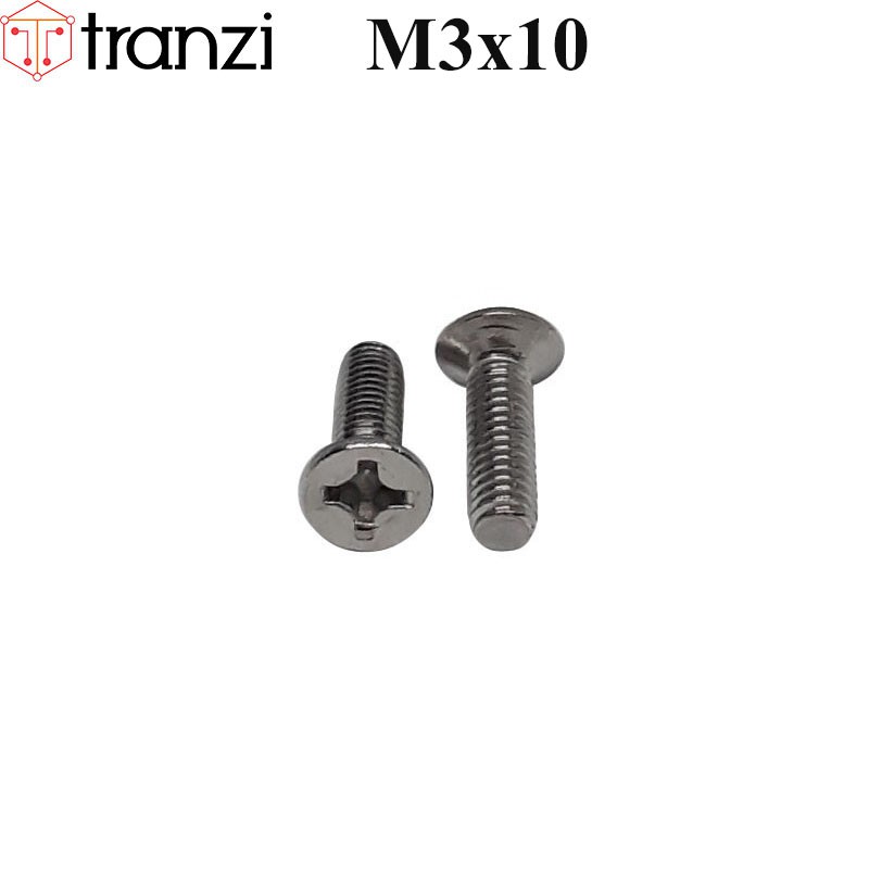 Vít bake đầu bằng thân bu lông inox 201 M3x10 - túi 50 cái