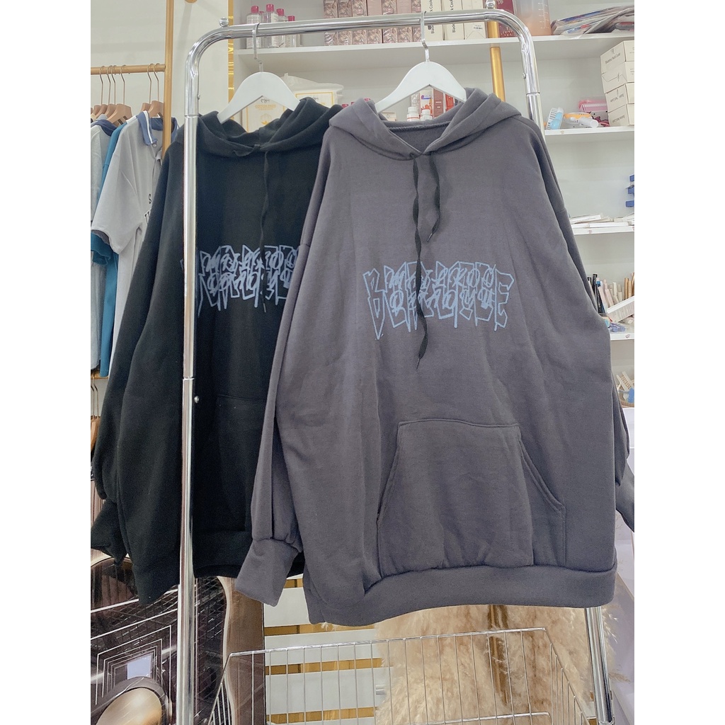Hoodie Hoa Hồng Tay Bồng Dáng Rộng Mũ To Nam Nữ Unisex Basic Form To Hot Trned