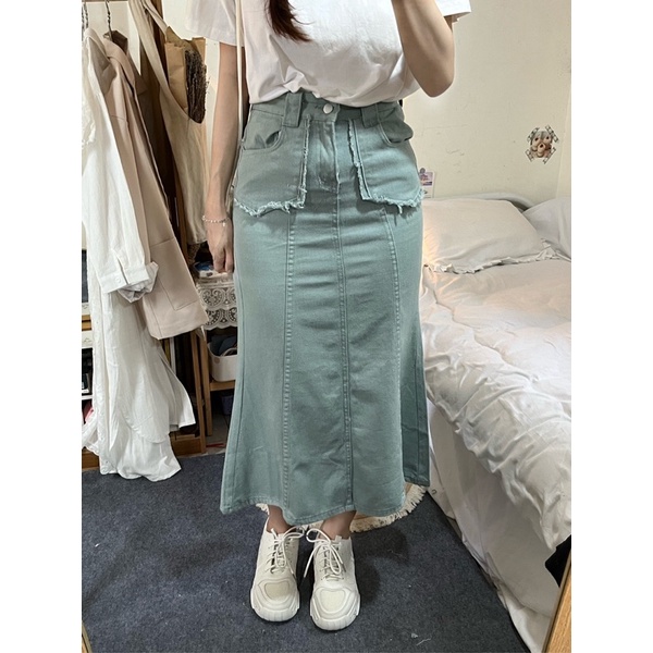 Chân Váy Jean, Bò Midi Dáng Chữ A Dài Taobao Order