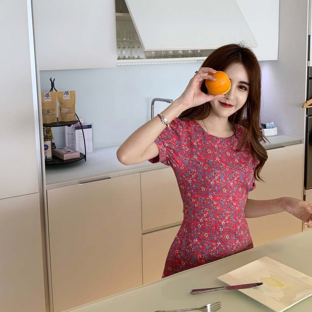 Đầm Tay Ngắn In Hoa Phong Cách Vintage | BigBuy360 - bigbuy360.vn