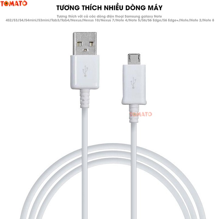 Cáp sạc Micro USB dài 1M5 hỗ trợ sạc nhanh cho SamSung, Sony, Xiaomi, HTC, Sony, LG - Cáp sạc Samsung - Phụ Kiện Tomato