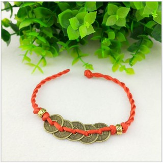 Vòng tay chỉ đỏ mặt 5 đồng xu may mắn