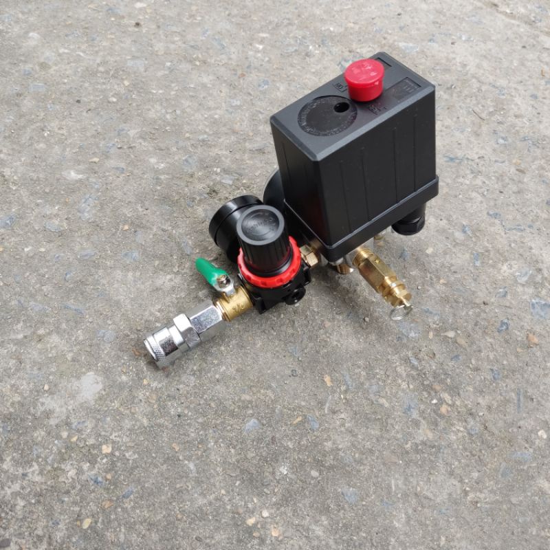 Bộ rơ le máy nén khí có đồng hồ và van khóa van xả điều áp