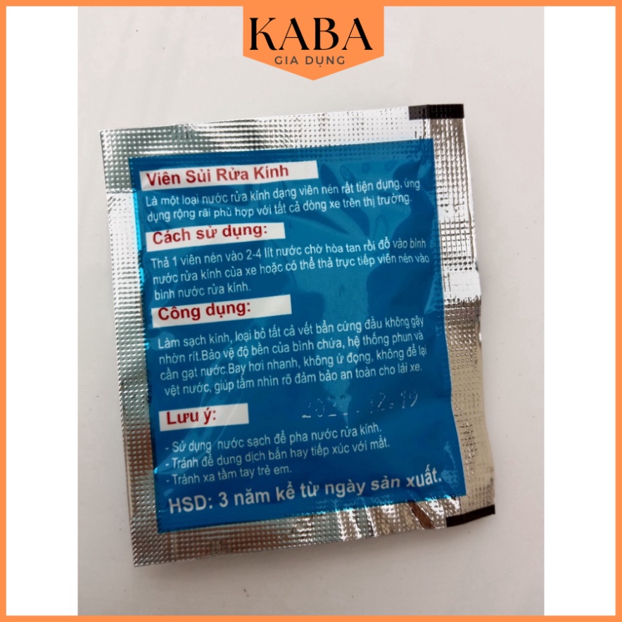 Viên sủi rửa kính ô tô - Hỗ trợ Tẩy sạch kính lái, 100% sinh học, thân thiện môi trường KABA