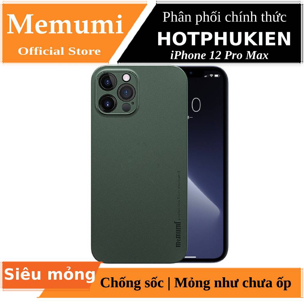 Ốp lưng iPhone 12 Pro / 12 Pro Max mặt lưng nhám hiệu Memumi bảo vệ camera, mỏng 0.3mm) - hàng chính hãng