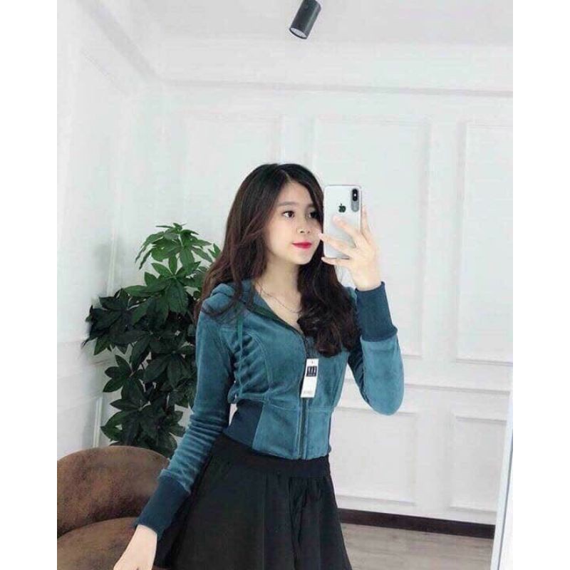 Áo khoác nhung dáng ngắn croptop