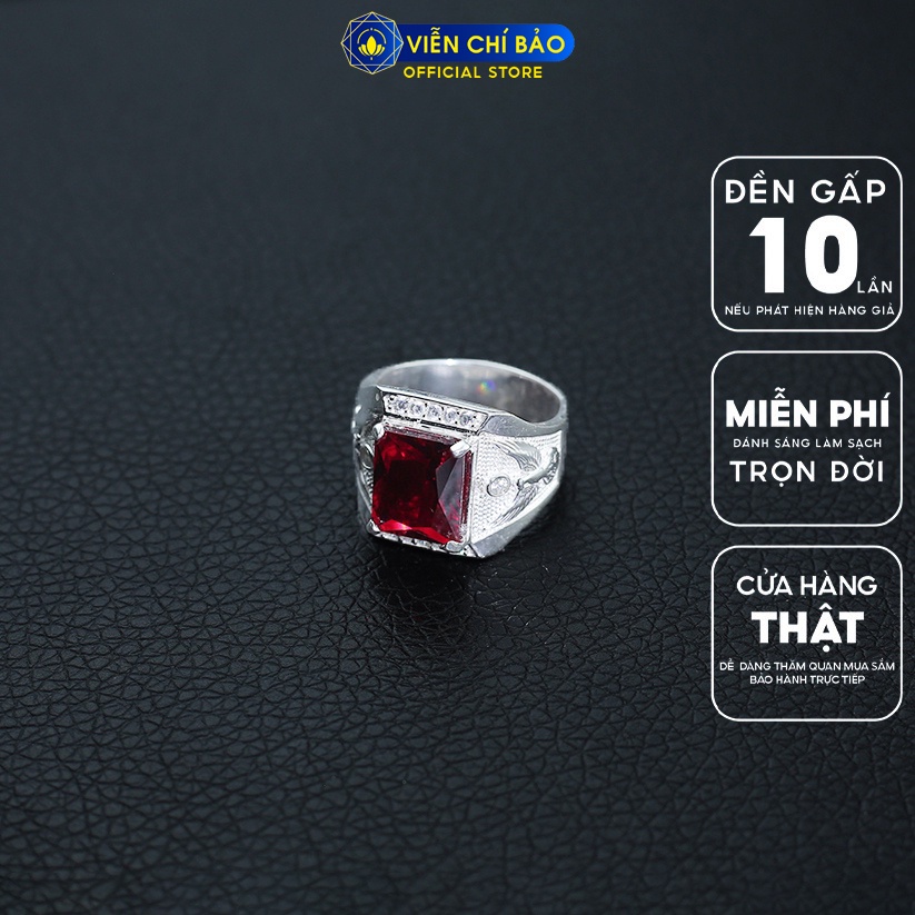 Nhẫn đại bàng đá đỏ chất liệu bạc 925 thời trang phụ kiện trang sức nam Viễn Chí Bảo N300755