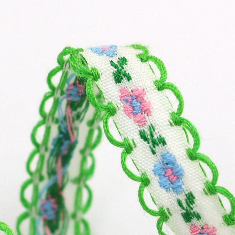 Cuộn Dây Ruy Băng 2M / 12mm Bằng Polyester Thêu Ren Hoa Cúc Dùng Trang Trí Tóc Ruy băng thêu hoa mẫu