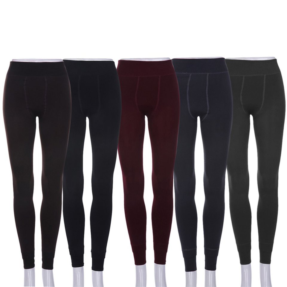 Quần Legging Lót Lông Giữ Ấm Màu Trơn Cho Nữ