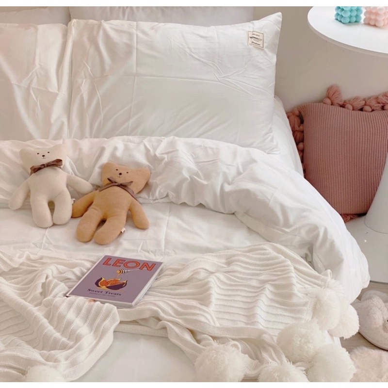 Bộ chăn ga gối Cotton Tici trơn 2022 Nhập Khẩu - mẫu đơn giản dễ sử dụng , thấm hút tốt và không bai xù - trơn 1 màu