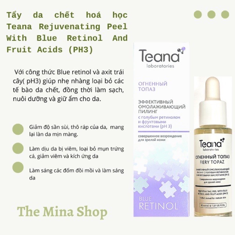 Tẩy da chết TEANA FIERY TOPAZ Blue Rentinol.Rejuvenating Peel Blue Retinol Teana