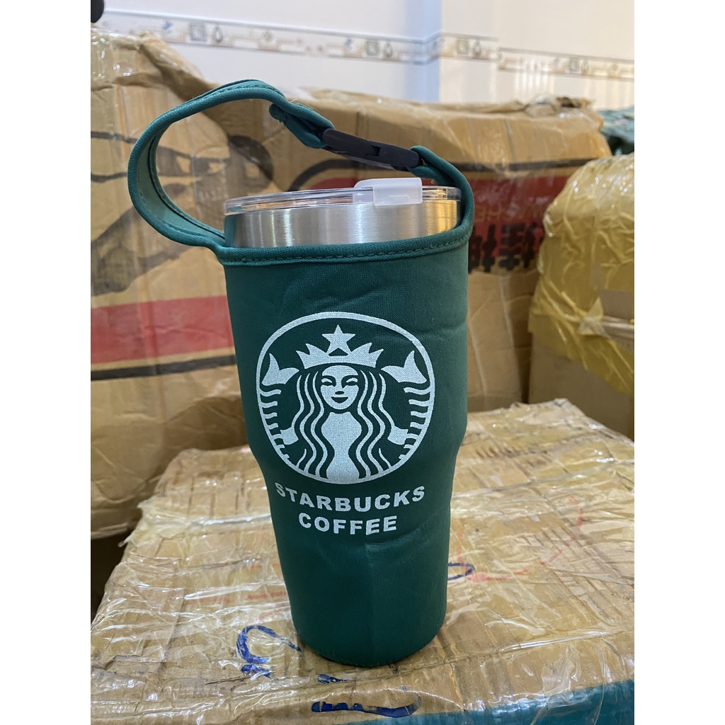 Ly Giữ Nhiệt 900ml  Mẫu Inox Kèm Túi Đựng Và Ống Hút