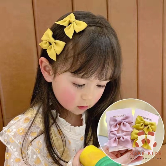 Set 2 kẹp tóc cho bé gái - Kẹp tóc Nơ xinh xắn đáng yêu màu Pastel phong cách Hàn Quốc mẫu mới nhất