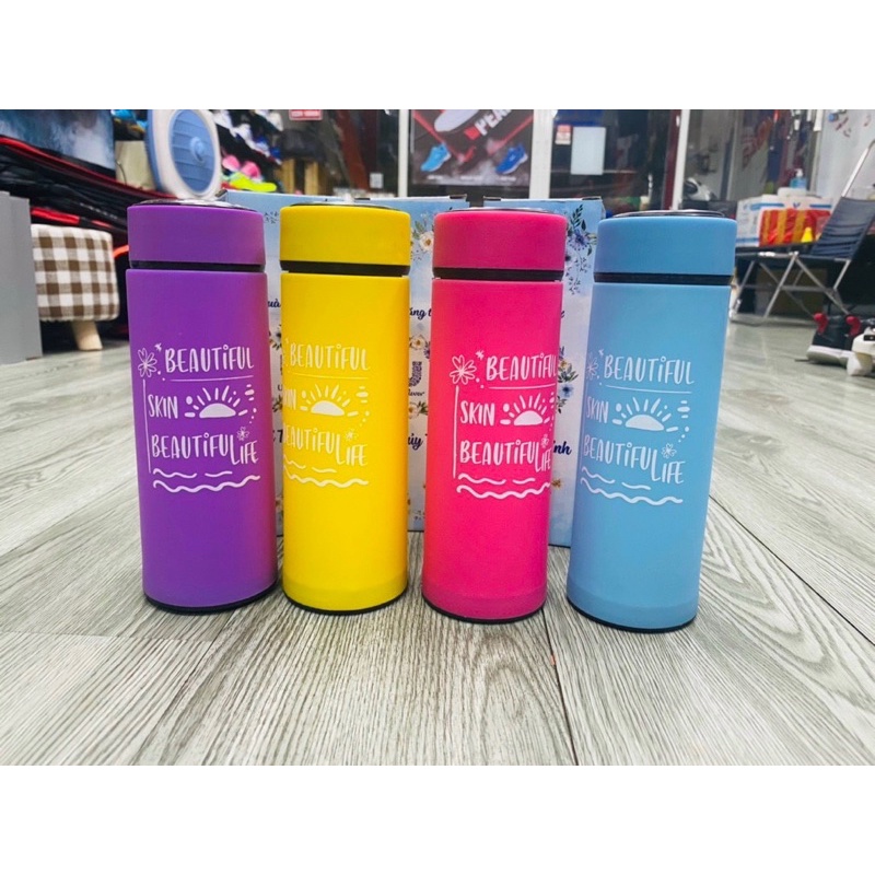combo 4 Binh Mix màu Bình Giữ Nhiệt Lõi thủy Tinh Giữ Nhiệt Chống Nóng 450ml
