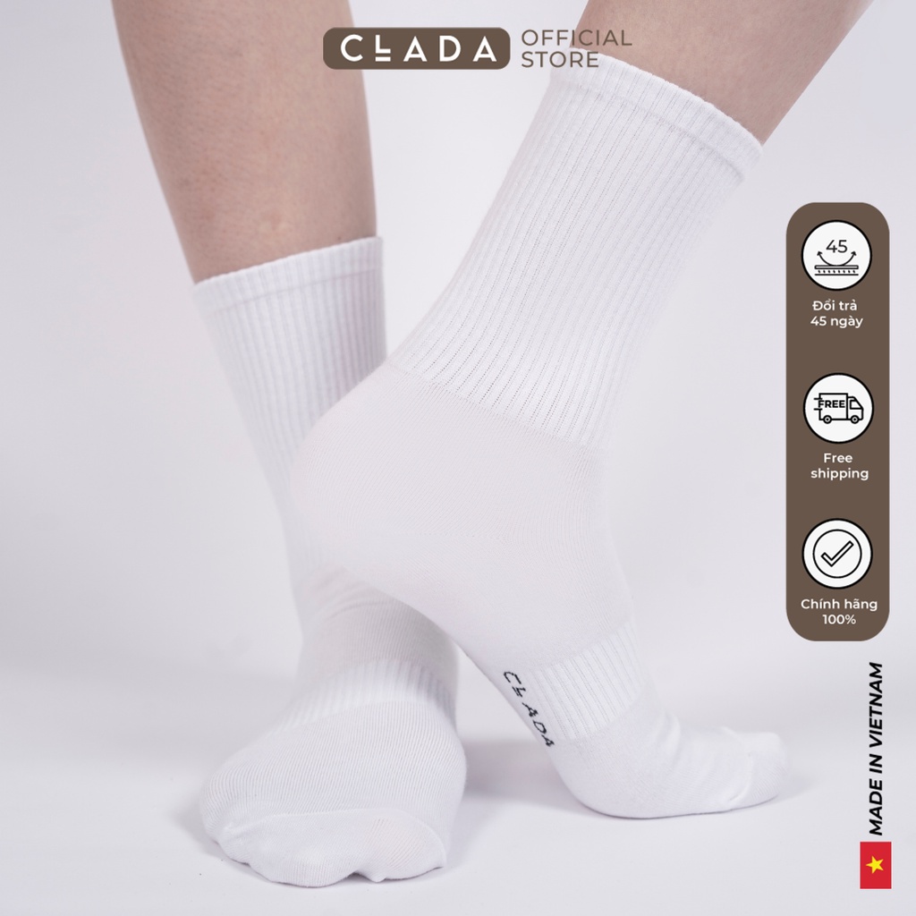 Tất Cotton Dài CLADA Essential - Trắng - TE003