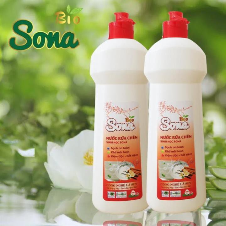 Nước Rửa Chén Sinh Học SoNa 800Gr - Đánh Bay Dầu Mỡ - An Toàn Cho Da Tay