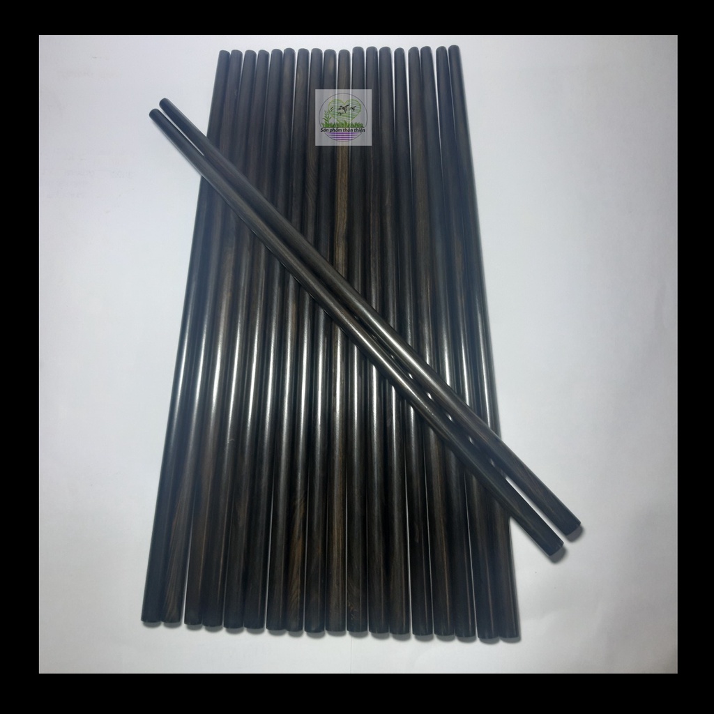 Đũa ăn gỗ Mun sừng tự nhiên - Mẫu đầu tròn trơn (Quy cách: 24cm)