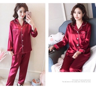 Bộ mặc nhà nam nữ uniex trơn dài tay chất lụa siêu mềm b468