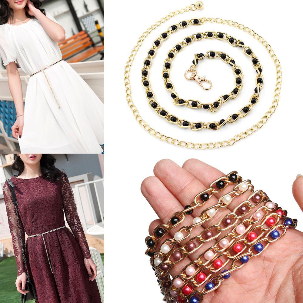 BORAG Thắt Lưng Dây Xích Mảnh Đính Hạt Trang Trí Quần Áo Cho Nữ