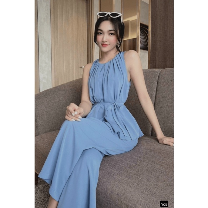 (Free ship) Mẫu HOT --- Sale Lớn Sét Đũi Áo Xếp Ly Cổ Tròn Phối Quần Dài Sang Trọng UP VLTN Shop