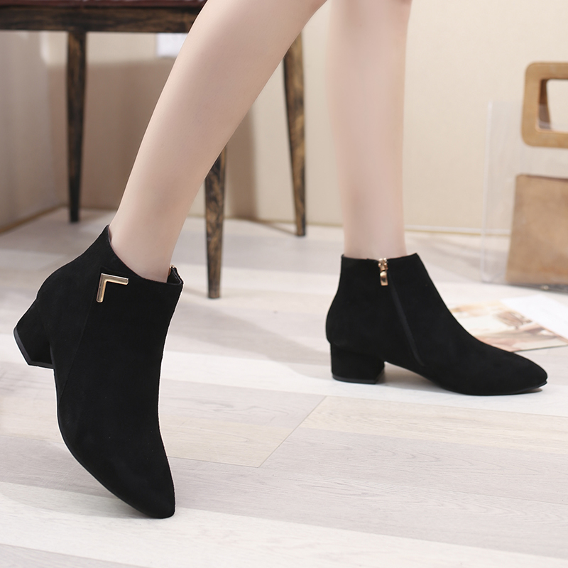 Giày Bốt Chelsea Da Lộn Mũi Nhọn Phối Khóa Kéo Màu Trơn Phong Cách Năng Động Trẻ Trung Dành Cho Nữ | BigBuy360 - bigbuy360.vn