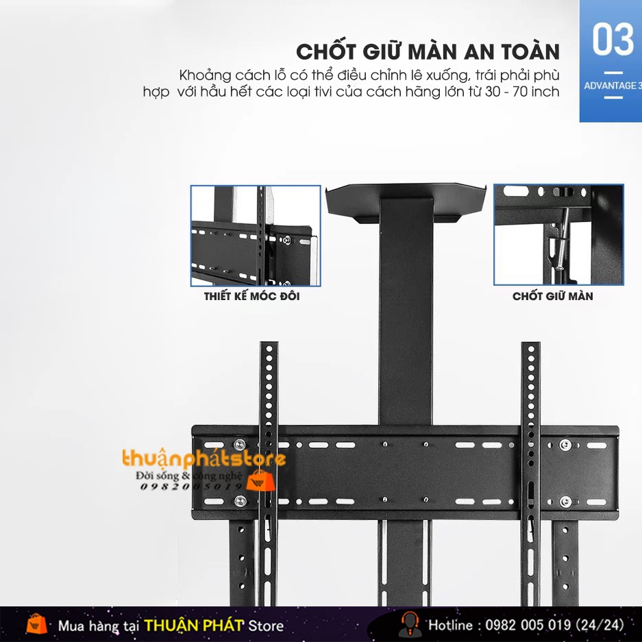 Giá Treo Tivi Di Động 1700 32 - 43 - 50 - 55 - 65 - 70 Inch Kệ Treo Tivi Có Bánh Xe Di Chuyển - Ưu Việt Hơn NB AVA1500