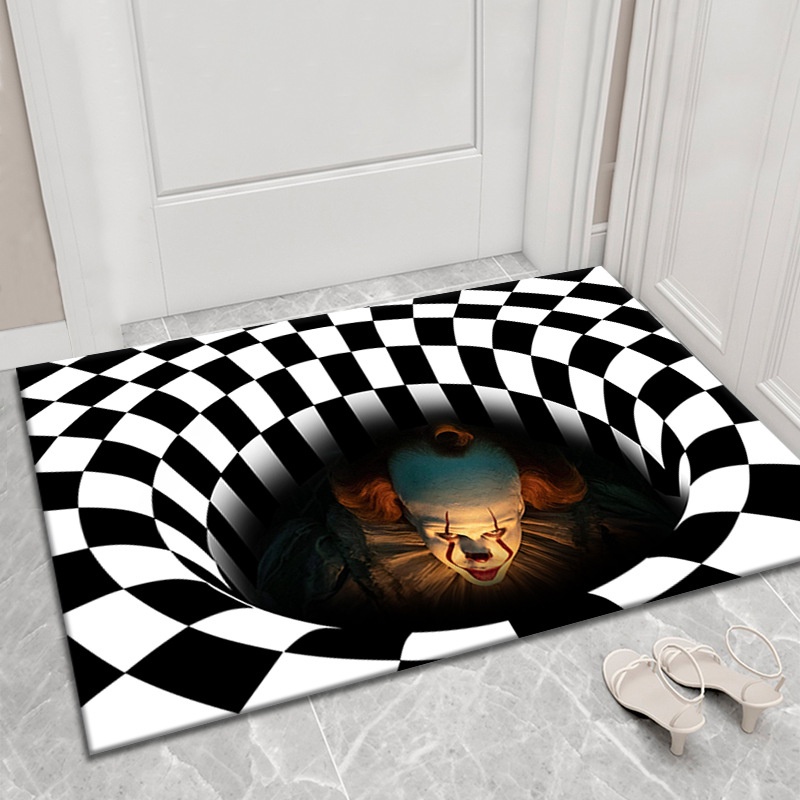 Thảm Sàn In Hình Mặt Chú Hề 3D Phong Cách Halloween 40 * 60CM